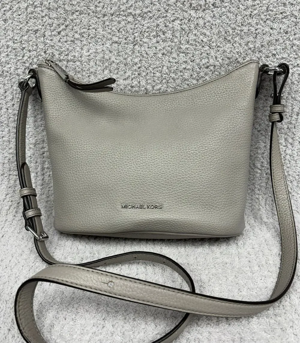 Michael Kors Grey Pebbled Leather Crossbody Purse #76915